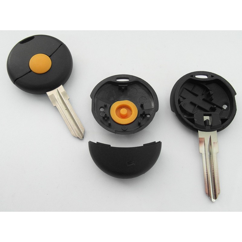 2x Car Key Shell Case For Smart Fortwo 450 1998-2007 - Remote Control, 3-Button, Black, Includes Battery & Micro Switches